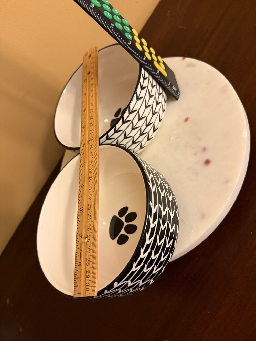 Black & White Paw-Print Stoneware Ceramic Dog Bowl Set cleaned and sanitized. - Picture 17 of 17